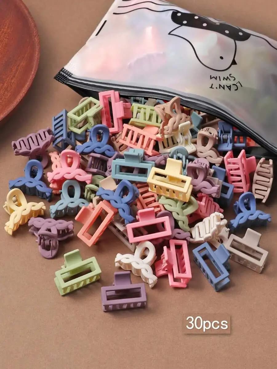 30pcs/Set Cute And Fashionable Square Hair Clips For Girls Hair Claws Claw Clips,Summer Hair Accessories For Women