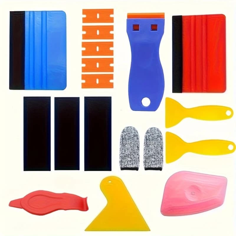 New Car Window Vinyl Film Kit with Scraper Cutter And Squeegee - Durable Carbon Fiber Wrap Tools for Auto Protection