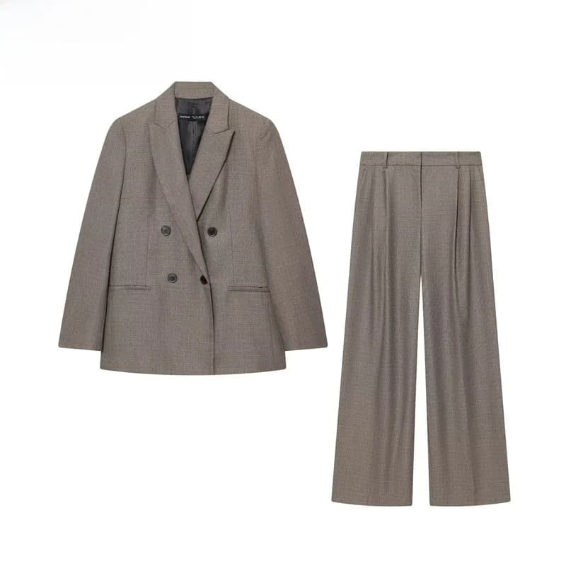 Completo da Donna Autunno 2025: Giacca con Spalline e Pantaloni Lunghi, Stile Street, in Poliestere, Maniche Lunghe