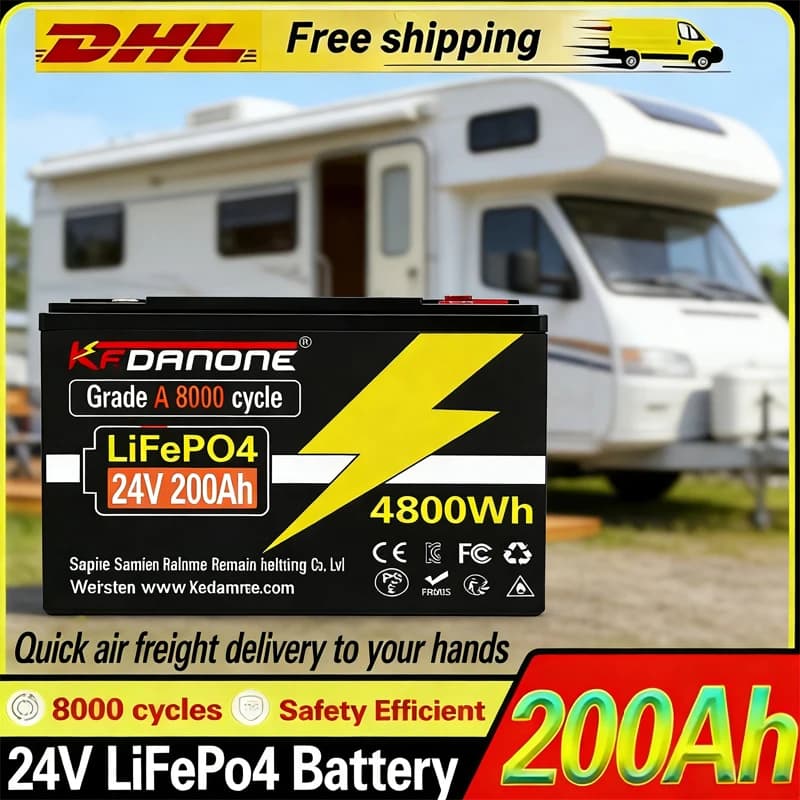 Battery LifePO4 24V 32700 200AH Integrated with BMS 200A for RV, Solar, Rechargeable Externally, Iron Lithium Accumulation Network