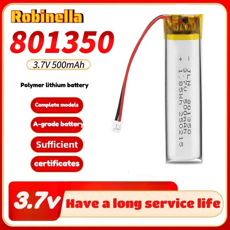 1-10 pcs 801350 3.7 V Lithium Polymer Battery Rechargeable 500 mAh Suitable for Small Fan Electric Brush Bluetooth GPS
