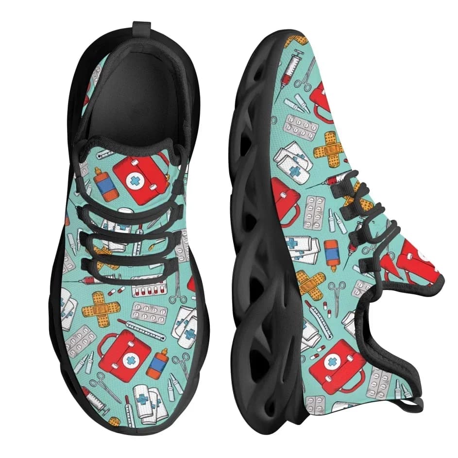 Custom Made Red Medical Box Design Outdoor Shoes Female Running Sneakers Light Mesh Women's Footwear Knitted Platform Shoes