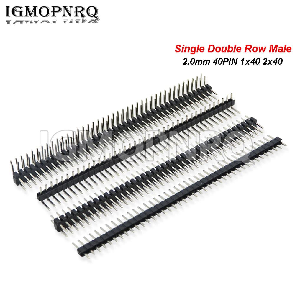10PCS 40 Pin 1x40 2x40 90 degrees Single Double Row Male 2.0 Breakable Pin Header Connector Strip For Arduino Black 2.0MM