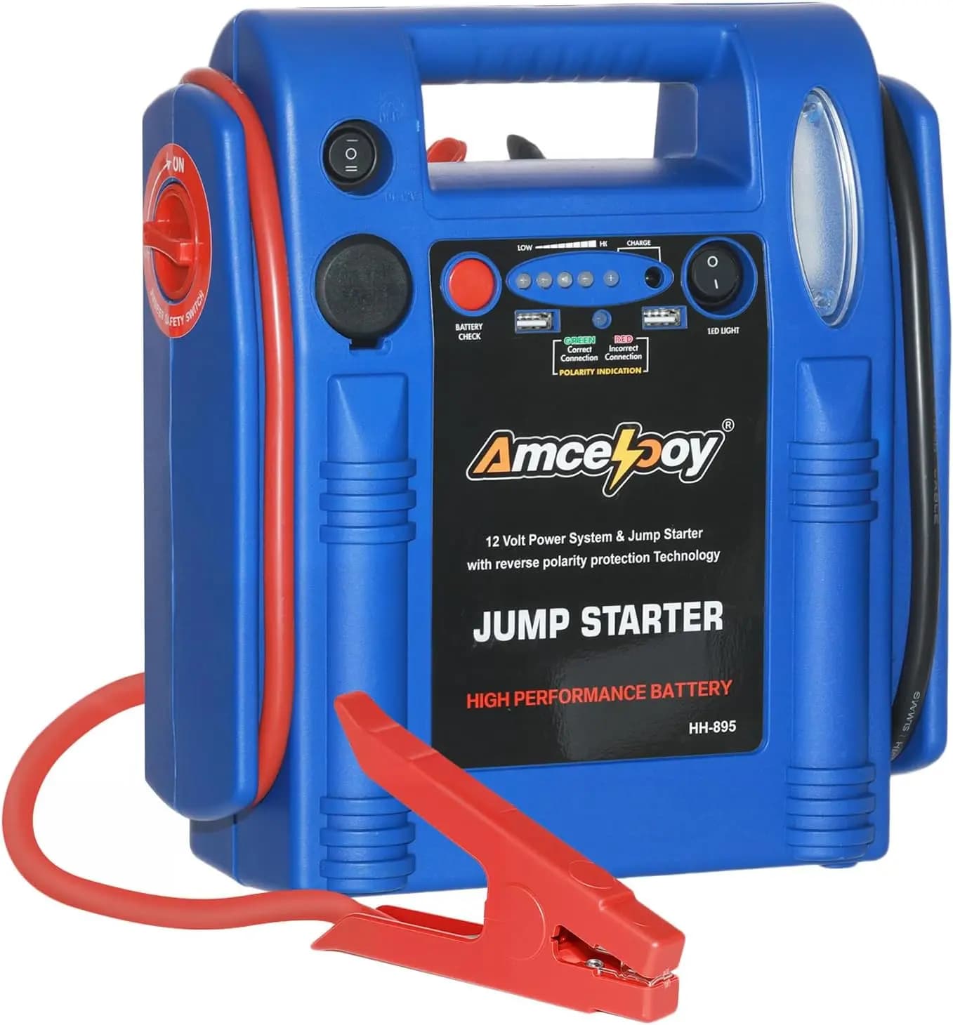 Avviatore di Emergenza per Auto 2000 Peak Amp, Booster 12V per Motori Benzina fino a 8.0L e Diesel fino a 8.0L, Avviatore Portatile con Luce LED e USB