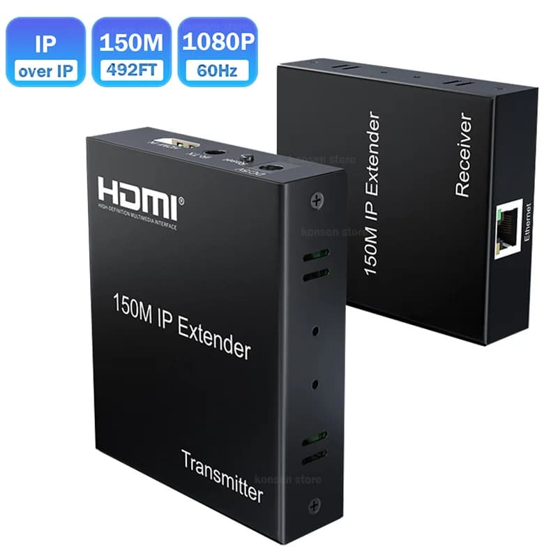 Estensore HDMI da 150 M su cavo Ethernet IP Cat5e/6 1080P a 60 Hz Estensore video HDMI Rj45 Supporto da 490 piedi da 1 a molti tramite switch Gigabit