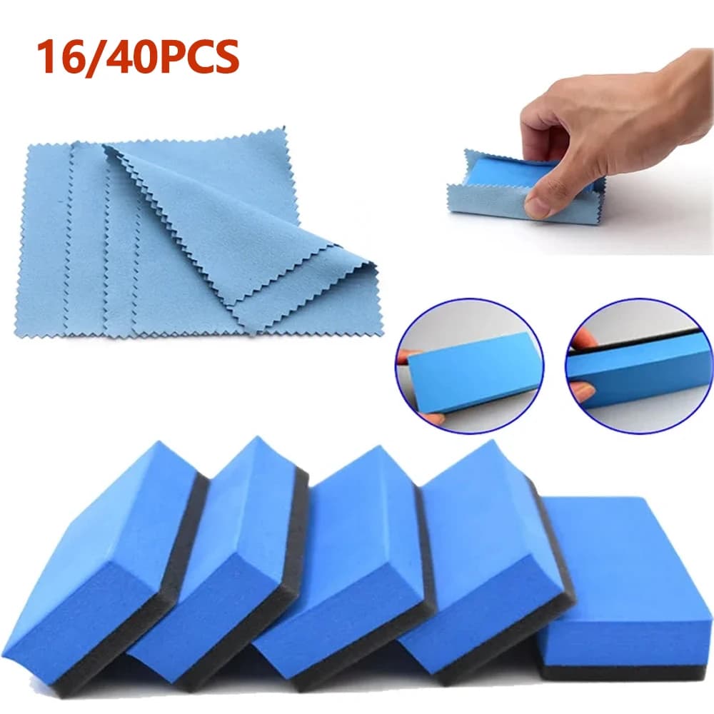 Spugna per rivestimento in ceramica per auto Applicato Spugne per rivestimento in nano cera per vetro Spugna quadrata blu e accessorio per la pulizia del panno in microfibra