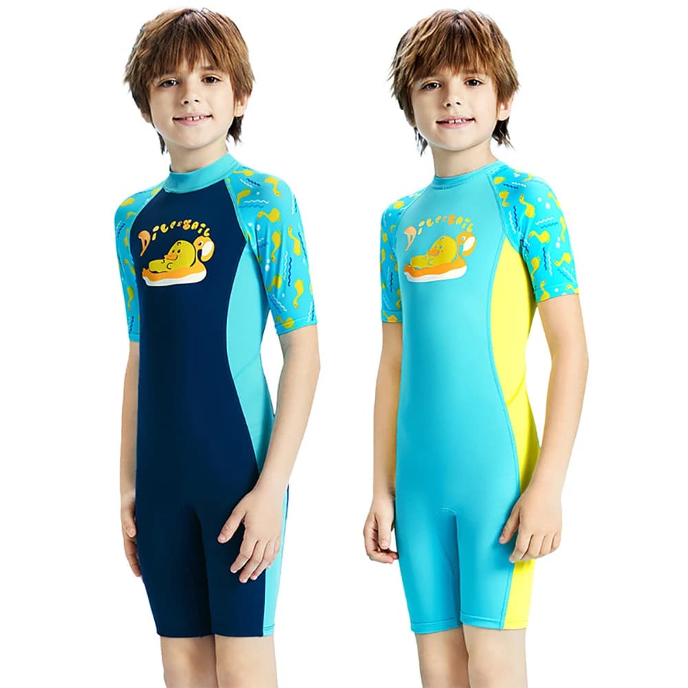 2025 New Baby Swimsuit Boys Girls Tutina Sunmmer Short Sleeve Solar Protection Full Drying Swimwear Quick (Free Swimwear)