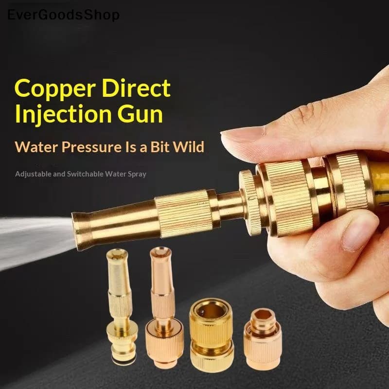 ✦ 1 Set Home Hose Adjustable Pressure Garden Sprinkler Spray Nozzle Water Brass High Pressure Direct Spray Quick Connector