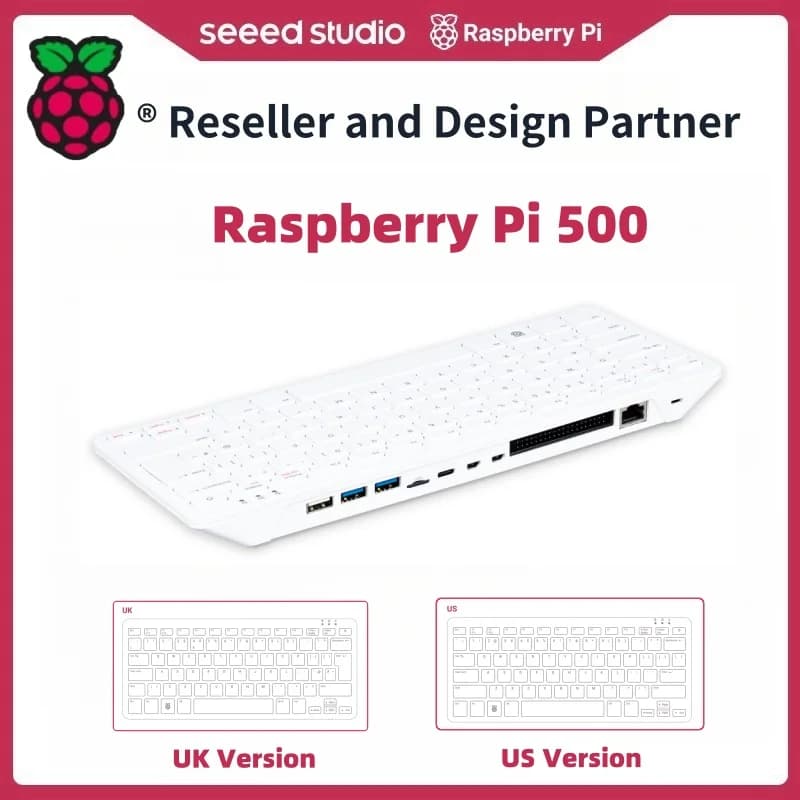 Laptop with original keyboard Raspberry Pi 500 - Desktop kit version USA, UK and EU, quad-core processor 2.4 GHz 8 GB RAM, double 4K