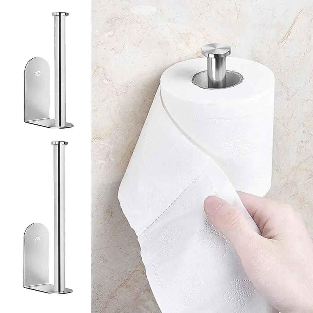Space Saving Paper Towel Holder Stainless Steel Tissue Roll Organizer Rack for Bathroom Toilet