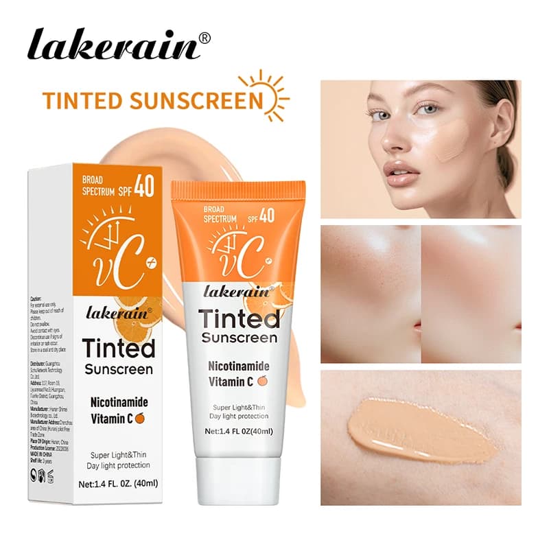 SPF40 coloured sun cream Nicotinamide vitamin C mineral solar cream with zinc and titanium oxide, UV-proof sunscreen whitening cream