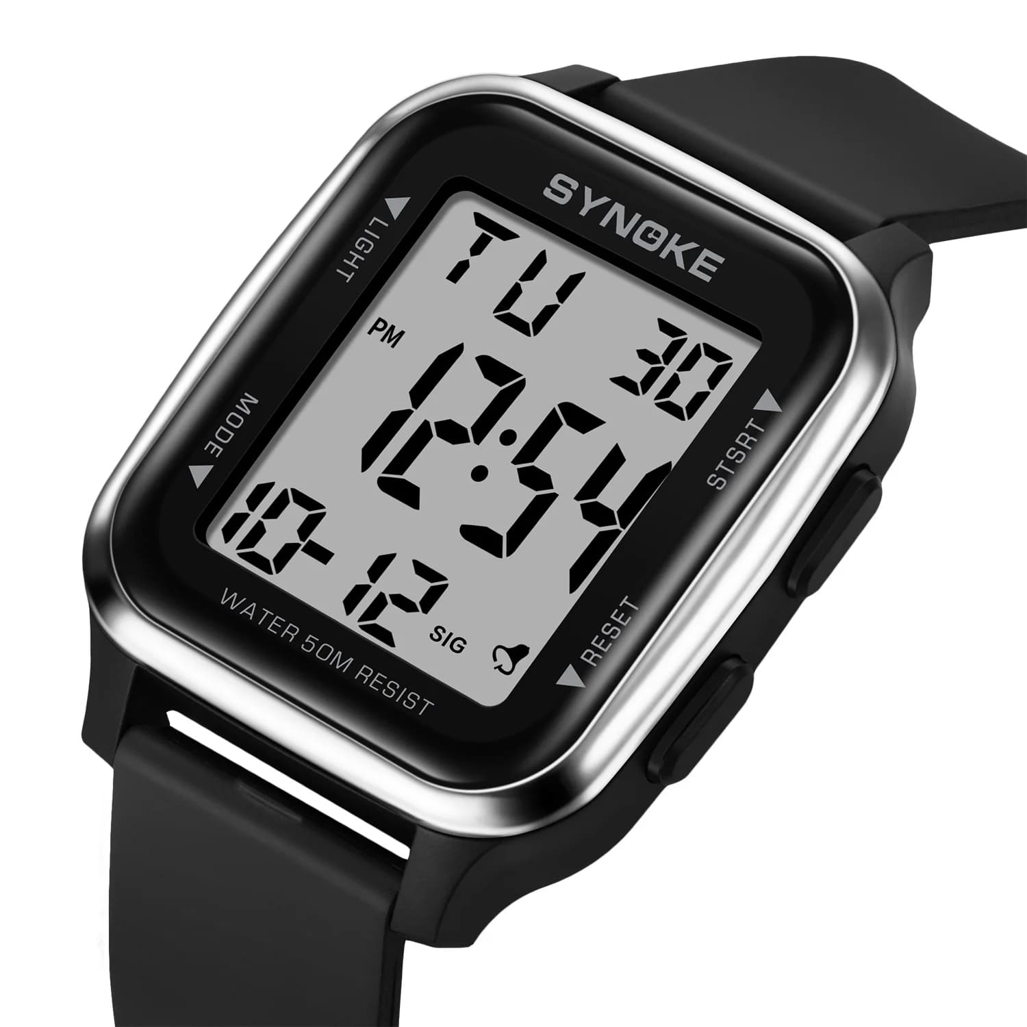 Watch Men Black Sport Digital Watches 50M Waterproof For Men Large Screen Display Watch Reloj Hombre