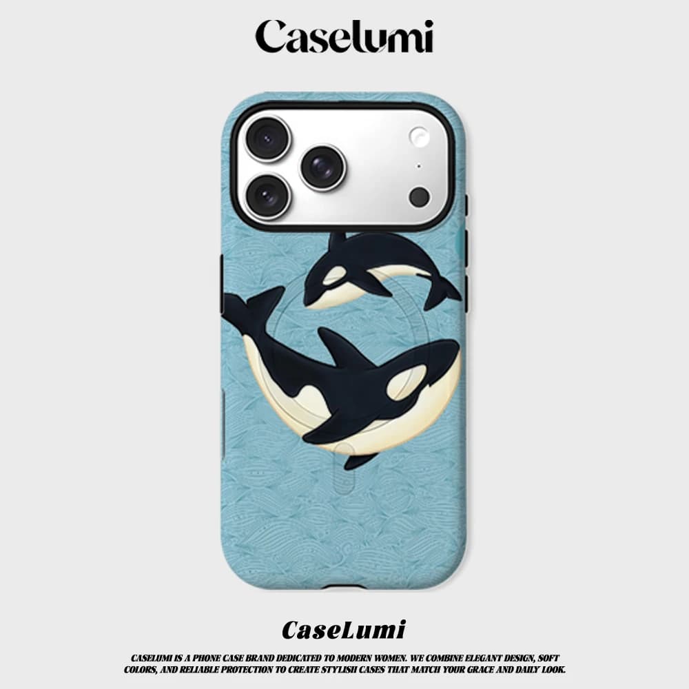 Cover CaseLumi Opaca Antiurto per iPhone 17 16 15 14 Plus 13 Pro Max con Bumper per MagSafe, in PC Rigido, Collezione Ocean Whispers
