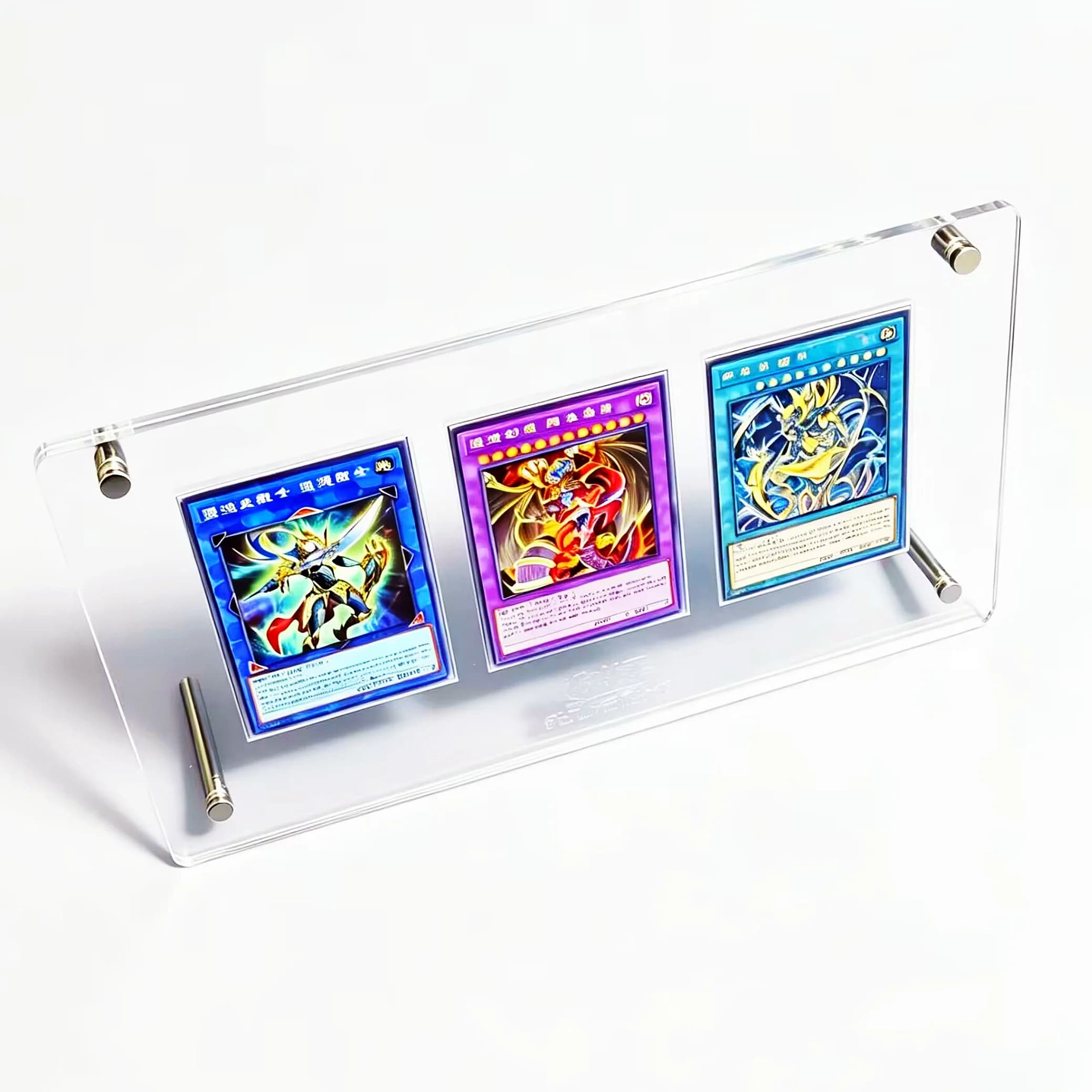 Yu Gi Oh Clear Acrylic 3 Slot Card Brick Display Stand Blue Eyes White Dragon Dark Magician Game Card Holder No Card Included
