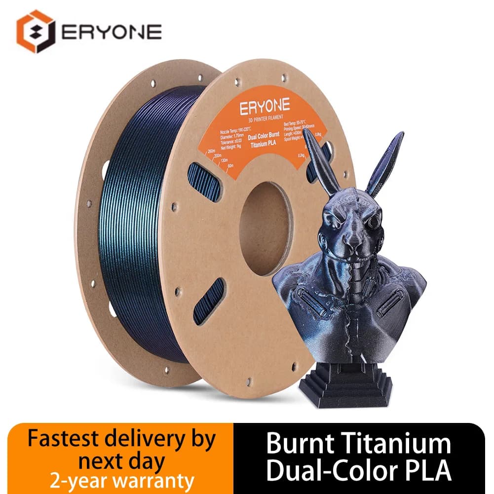 ERYONE 3D Printer Filament PLA two-tone burnt titanium 1 kg 1,75 mm ± 0.03 mm Precision for most 3D FDM materials Fast shipping