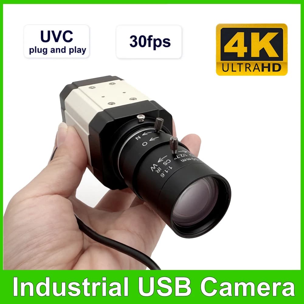 HD 4K 8MP Industrial USB Webcam 5-50mm Varifocal CS Lens 2K 4MP 30fps 2560x1440 High Speed UVC PC Video Camera Support OTG