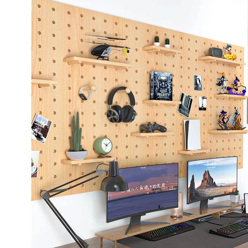 Space Saving Modular Hooks Shelves Creative Organizer Home Garage Garage Kitchen Hole Panel Solid Wood Pegboard Wall Storage