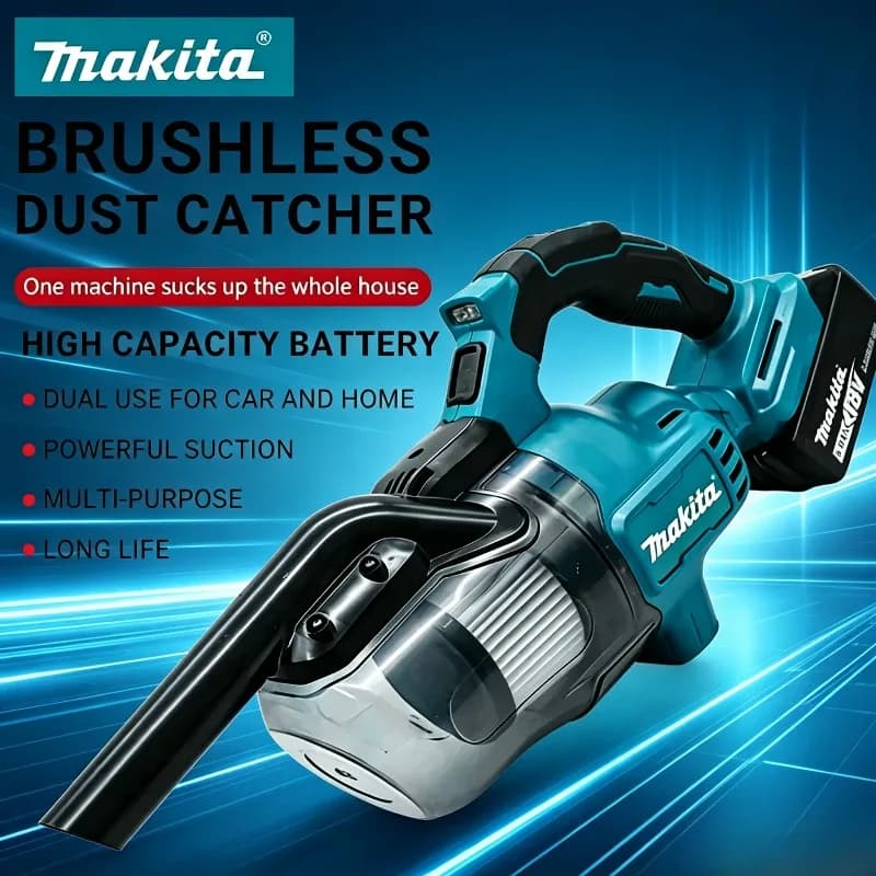 Aspirapolvere Portatile Makita Senza Fili per Casa e Auto, Potente Strumento di Pulizia Compatibile con Batteria 18V