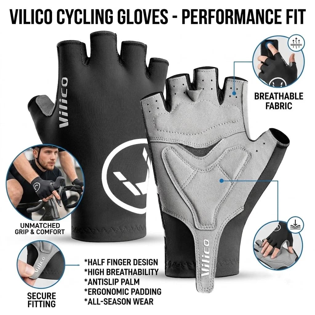Cycling Gloves, Non-Slip Breathable Gloves, Weightlifting Gloves, Fitness Training Fingerless Gloves, Unisex Gym Gloves