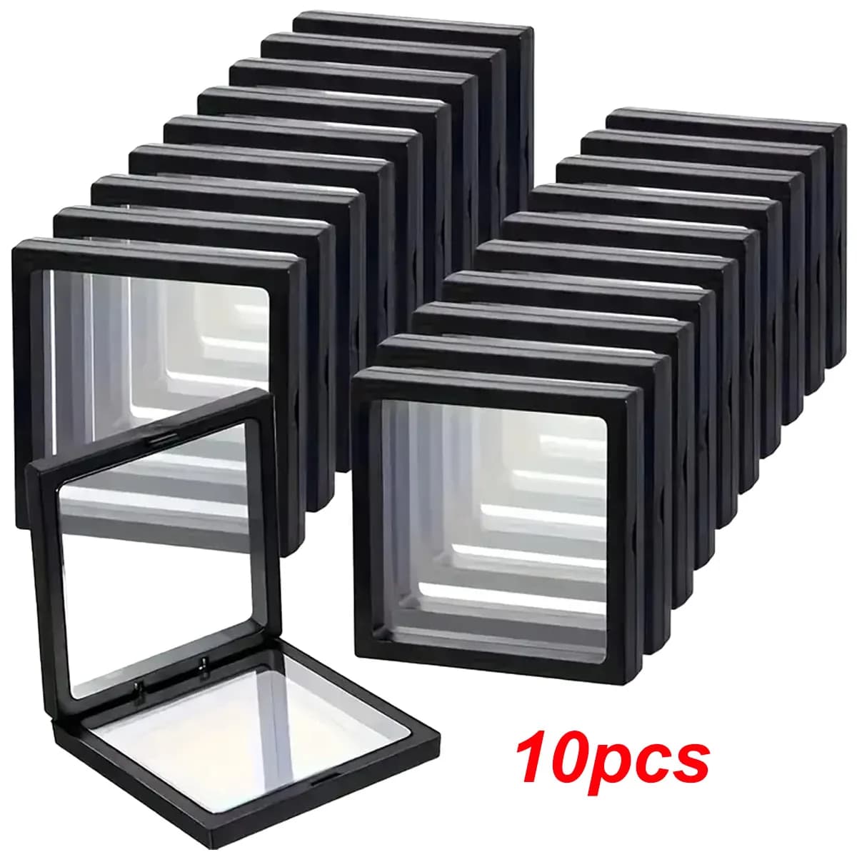 10 pieces, transparent floating display, plastic film jewelry packaging box, jewelry, necklaces, rings and collector's box