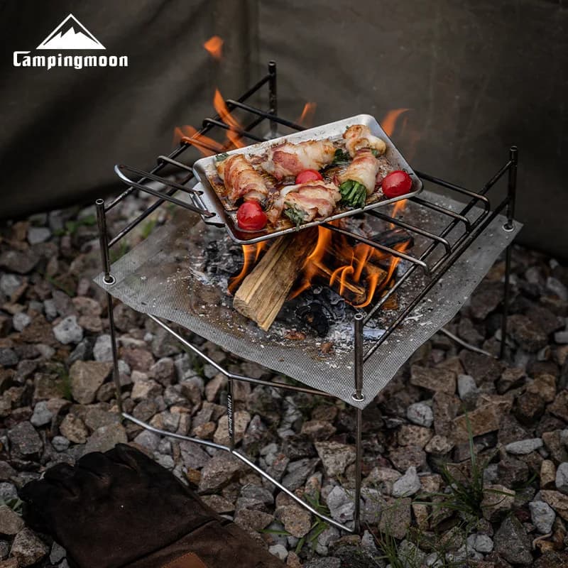 Camping Stove CAMPINGMOON ONLY Stainless Steel, Camping Equipment BC Lightweight and Foldable with Grid