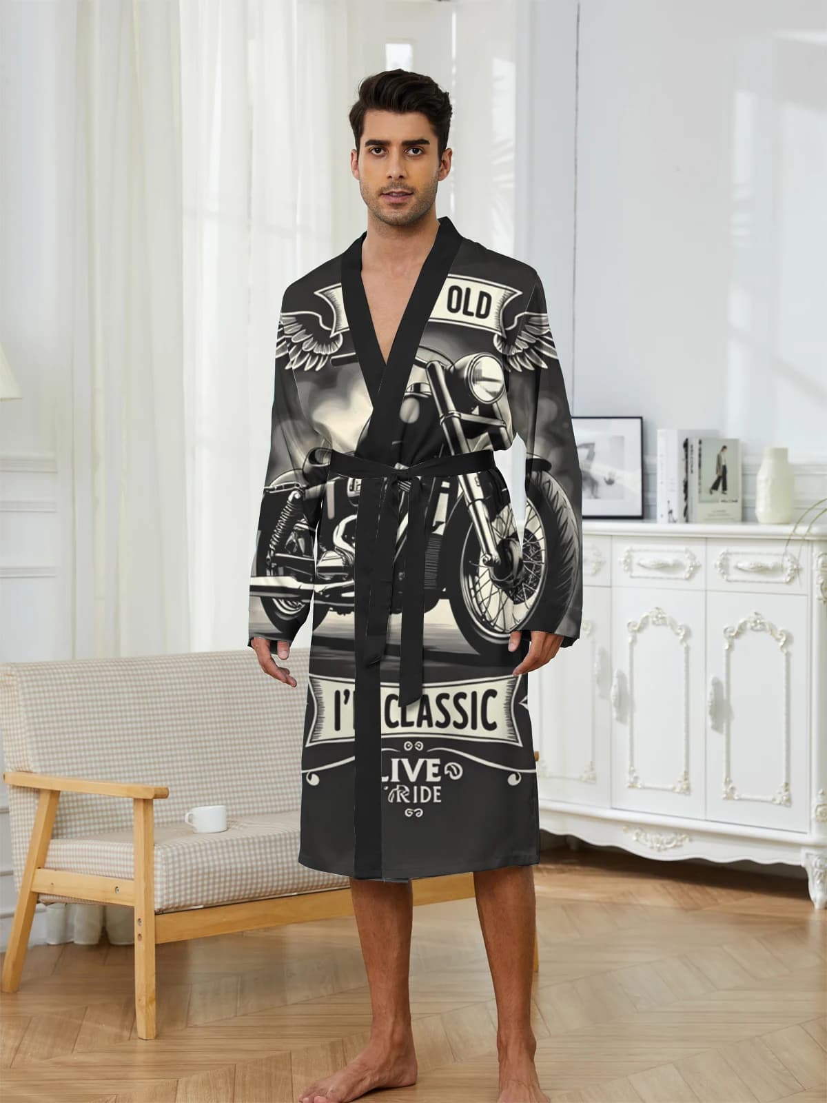 1pcs Men's Robes 2026 Spring/Summer Sleepwear Bathrobe men Breathable 3D Printed Graphic dressing gown bath robe Shower robe