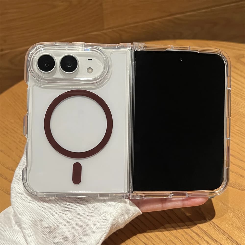 Transparent Colorful Magnetic Phone Case For IPhone Duo Fold For MagSafe Wireless Charger Protection Cover