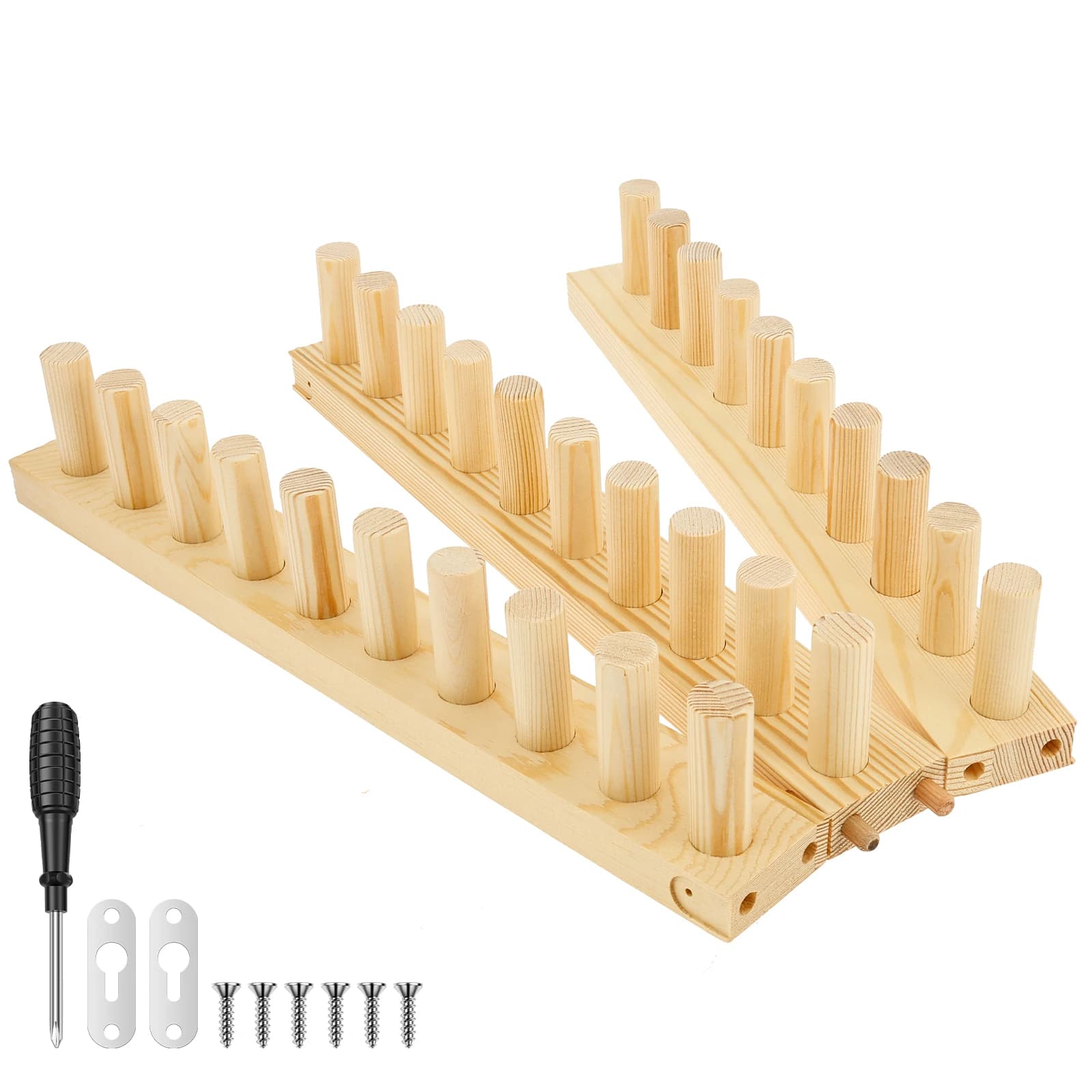 Wooden Loom Frame,Adjustable Size Hand Knitting Kit,Beginner-Friendly Yarn Craft for DIY Throw Blankets Chunky Knit Blanket Kit