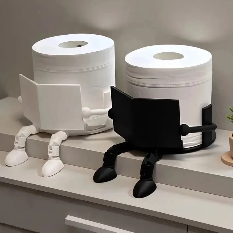 New 3D Printed Toilet Paper Holder PP Table Stand Roll Towel Stand Black White Reading Buddy Vertical Tissue Holder Bathroom Use