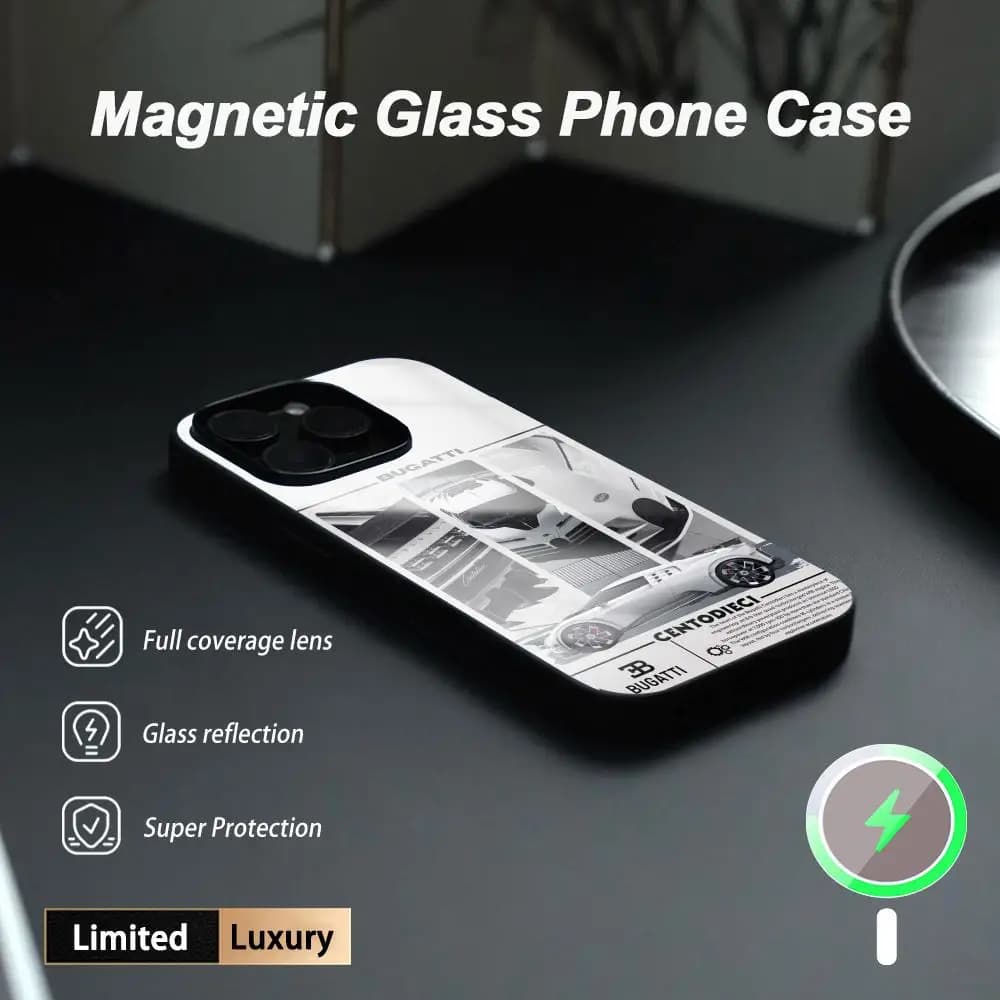 Luxury B-bu-gattiES Bolide sports car Phone Case For iPhone17 Air 16 e 15 14 13 12 11 Plus Mini Pro Max Glass Magnetic Case