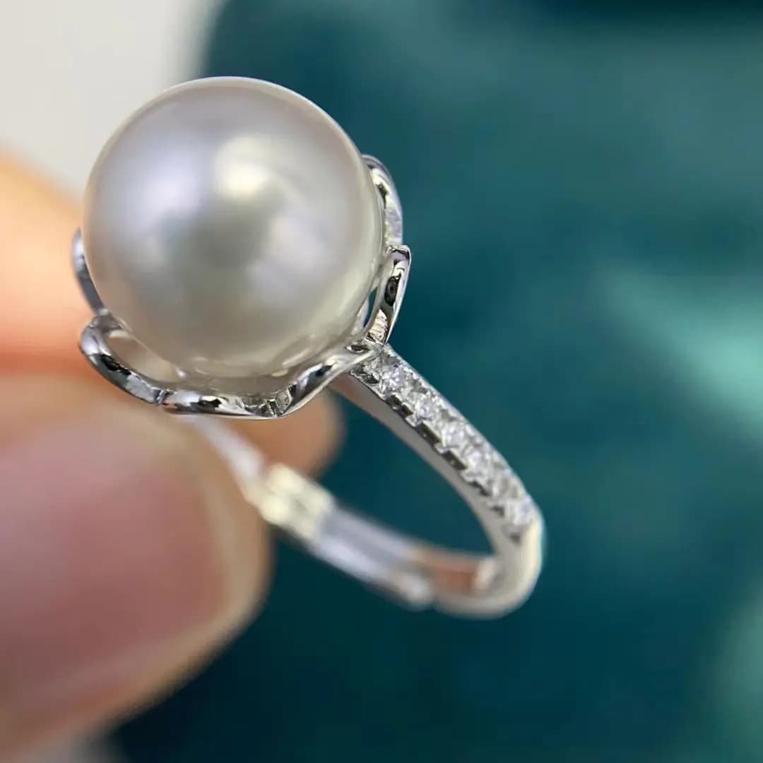 Anelli Regolabili in Argento Sterling S925 all'Ingrosso, Montature e Accessori per Perle da 8-9mm, 5 Pezzi/Lotto