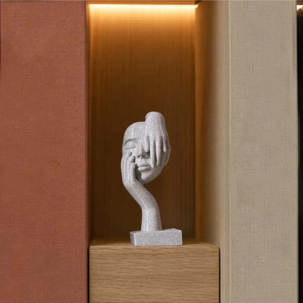 Small Space Decoration 3d Printed Mascara Figurine Face Ornament with Faux Stone Texture Stylish Desktop Decor Unique for Kids