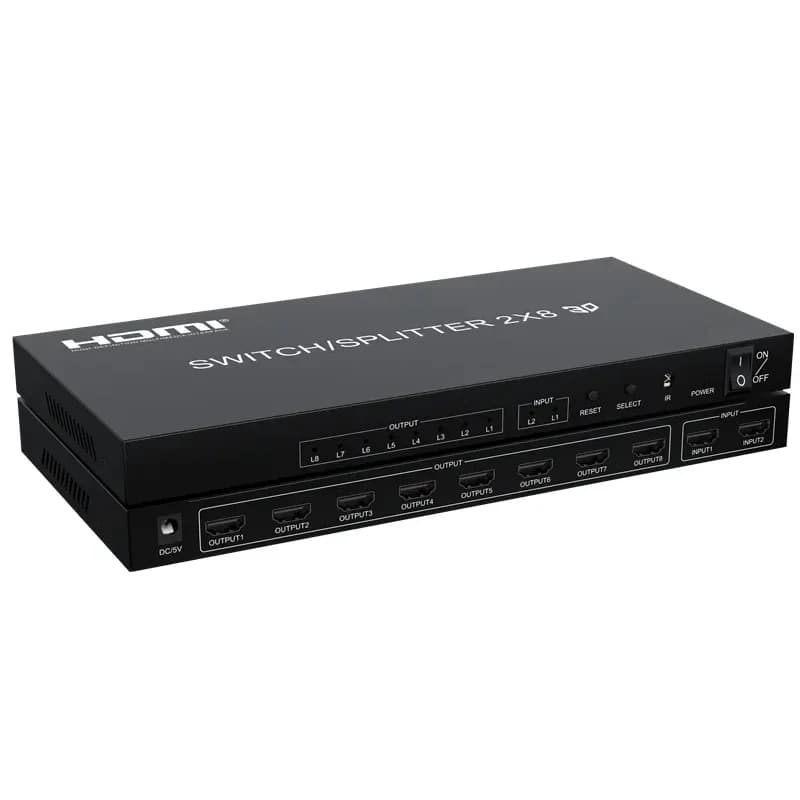 Splitter switch HDMI 4K 2x8 2 in 8 out Distributore video switch splitter HDMI a 8 schermi per monitor TV Proiettore Copia display