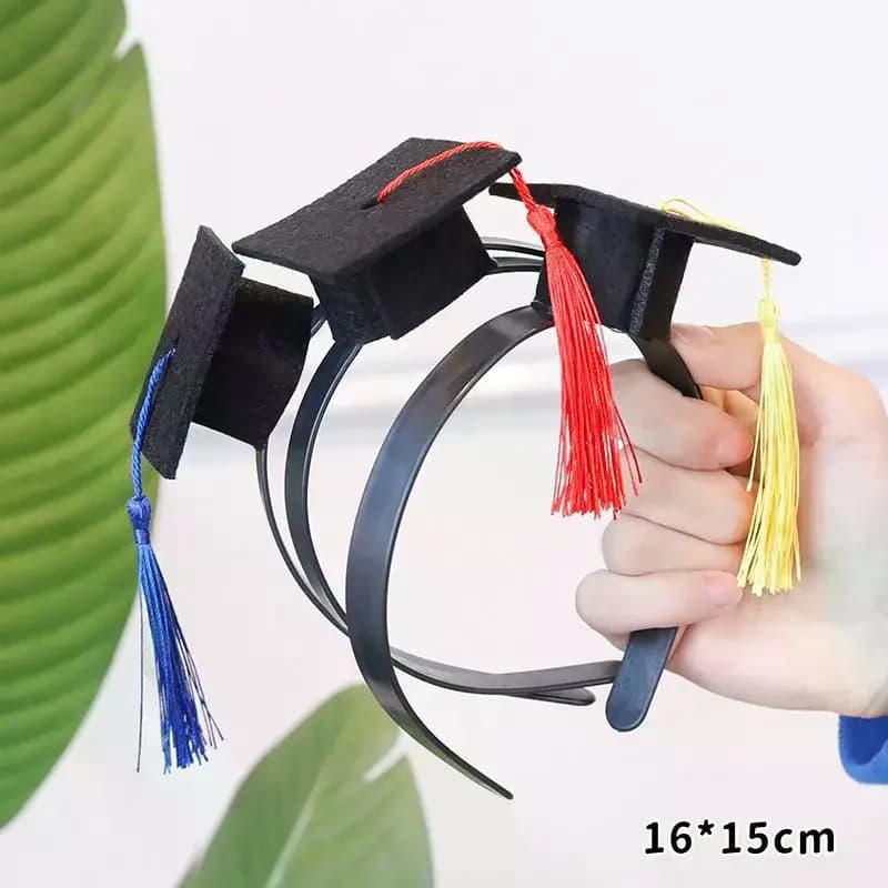 2 Pezzi Mini Cappello da Laurea con Nappa e Clip per Fascia, Copricapo Stereoscopico per Festa di Laurea, Decorazione per Capelli