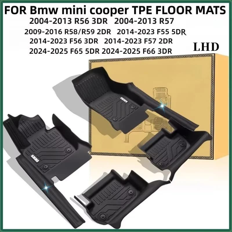 TPE Floor Mats For BMW MINI COOPER/2DR 3DR 5DR R56/57/58 Coupe/59 Roadster/F55/56/57/65/66 2004-2025LHD ICEV/EV Accessories