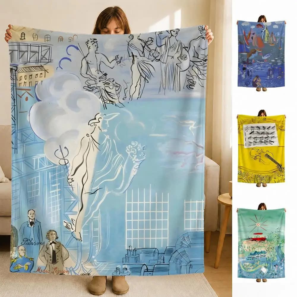artist R-Raoul D-Dufy Throw Soft Flannel Blanket for Bed Bedroom Sofa Picnic Throw Skin-friendly Breathable Gift Cover