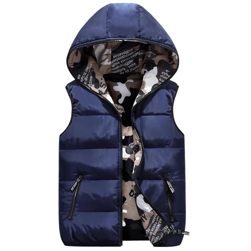 2025 Autunno Inverno Reversibile Gilet per bambini Camouflage Gilet per ragazzi 3-20 anni Giacca senza maniche per bambini Adolescente