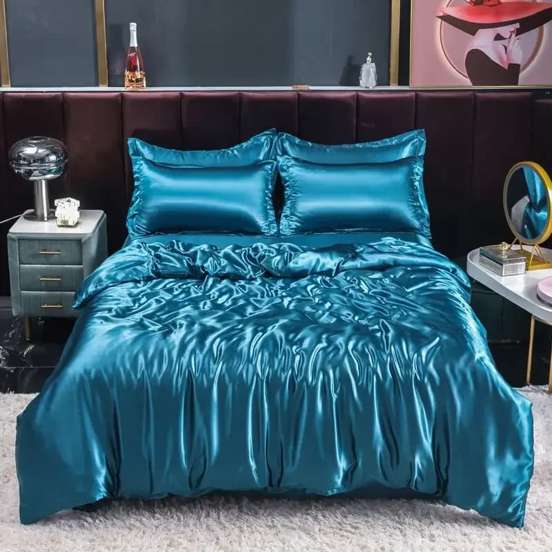 Set of bed linens in Nordic silk satin with pillow cover pillow pillow pillowcase solid luxury single pair pillowcase