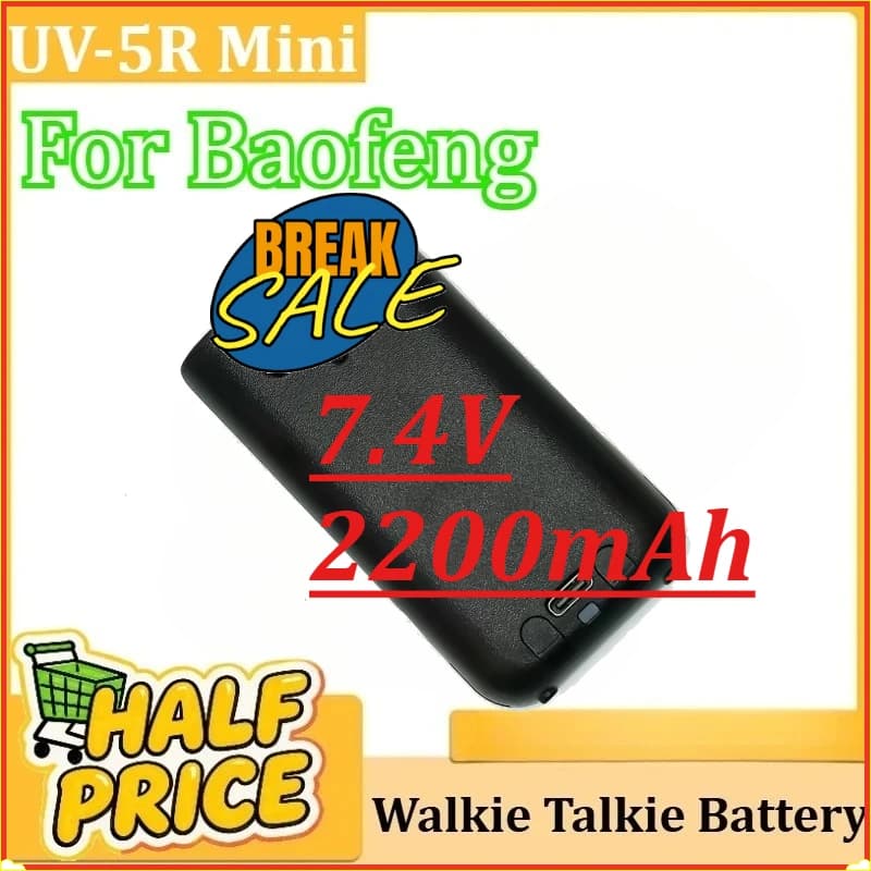 Batteria di ricambio agli ioni di litio da 7.4V 2200mAh per Baofeng, ricaricabile tramite USB-C, per walkie-talkie UV-5R Mini