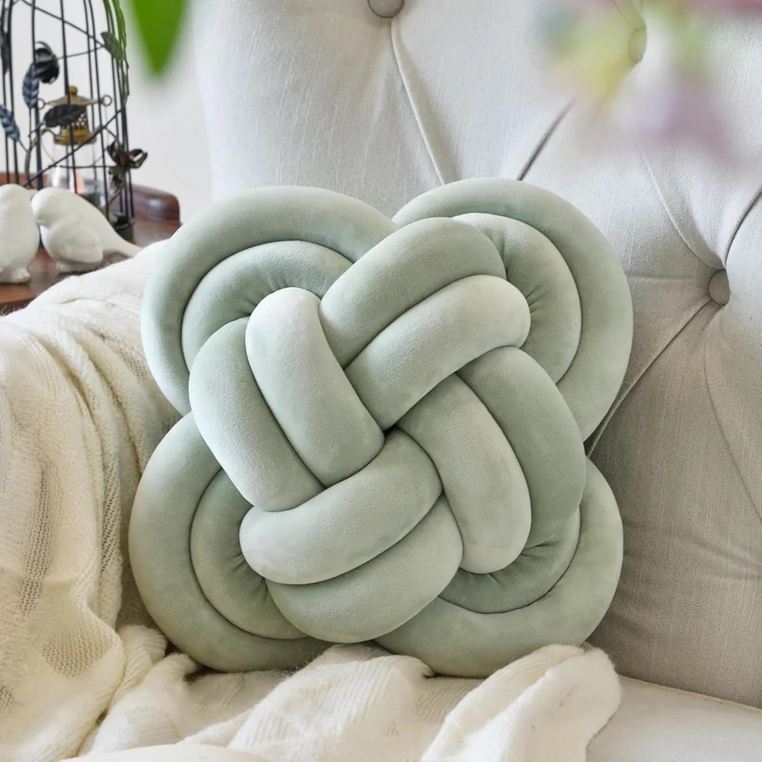 Cuscino a Sfera Intrecciato Annodato, Cuscino Imbottito per Sedia da Gaming, Cuscino Decorativo in Peluche per Divano, Accessori per la Casa