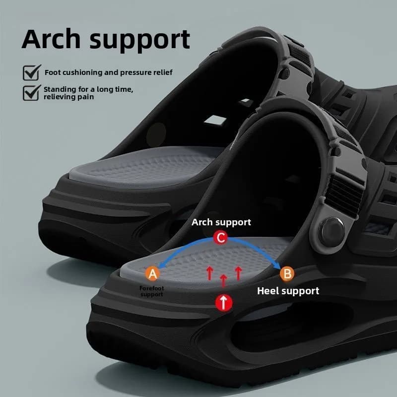 Arch Support Anti-Slip Soft Sole Breathable Summer Hollow Slippers, Wear-Resistant Thick Sole Odor-Proof House Shoes, Size Up