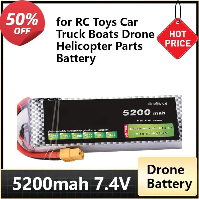 2S/3S/4S 7.4v 11.1v 14.8v 5200mah Lipo Batteria 35C RC Giocattoli Auto Camion Barche Drone Parti di elicotteri con spina XT60 T