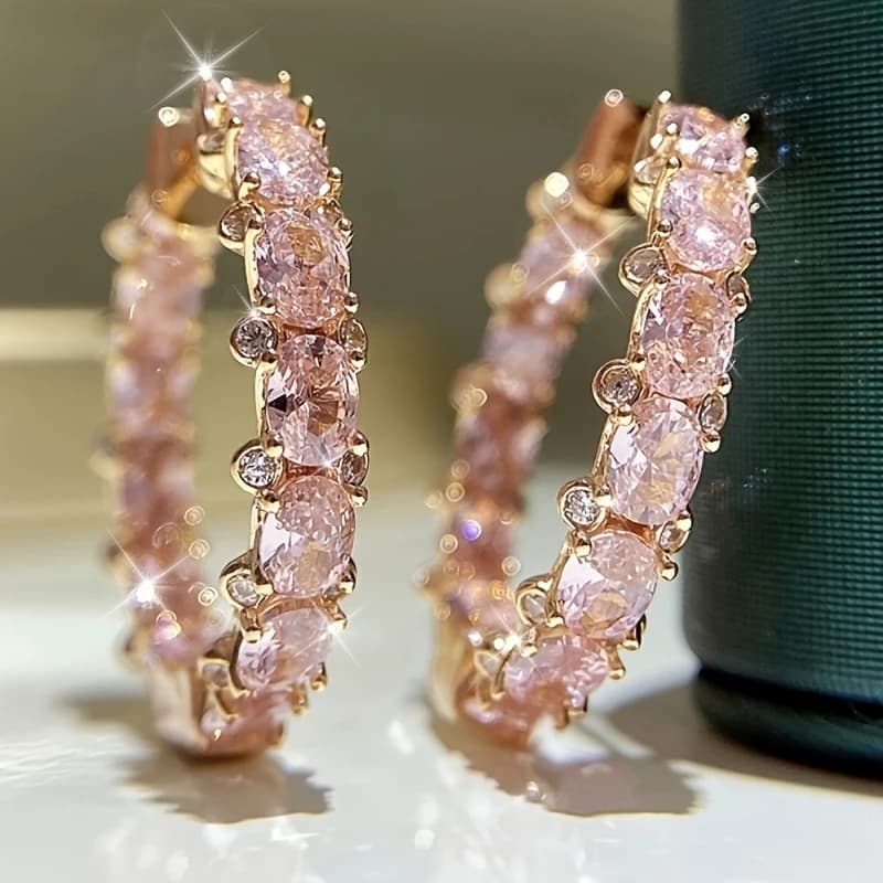 Orecchini a Cerchio con Zirconia Cubica Quadrata Stile Principessa, Orecchini di Lusso alla Moda per Donne, Gioielli Femminili Versatili e Trendy