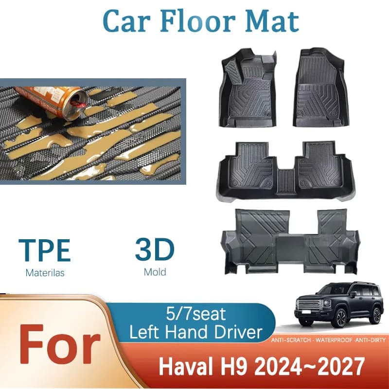 Car Floor Mats For Haval H9 2025 2026 2027 5seat 7seat Waterproof Pad Foot Left Hand Driver Cover Interior Part Auto Accessories