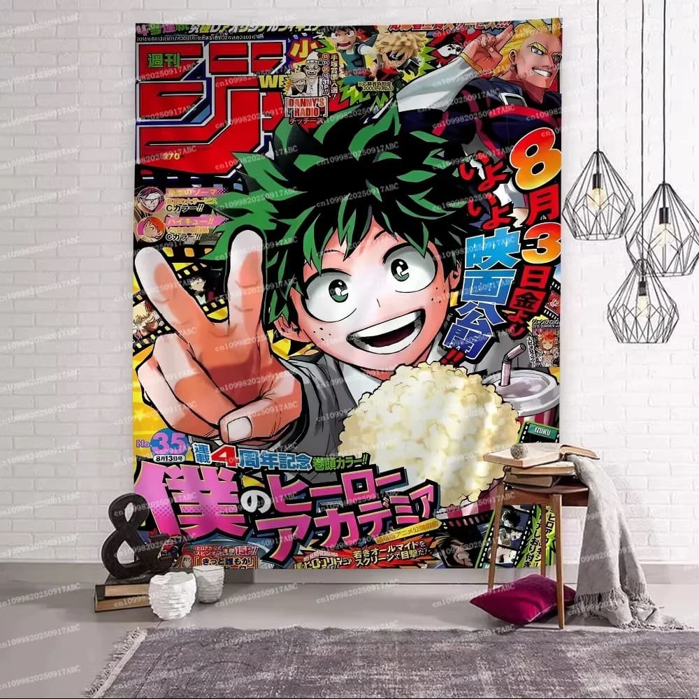Wall Tapestry VIKAMA My Hero Academia Tapestry Anime Surrounding Bedroom Study Room Dormitory Game Room Decoration Home Tapestry