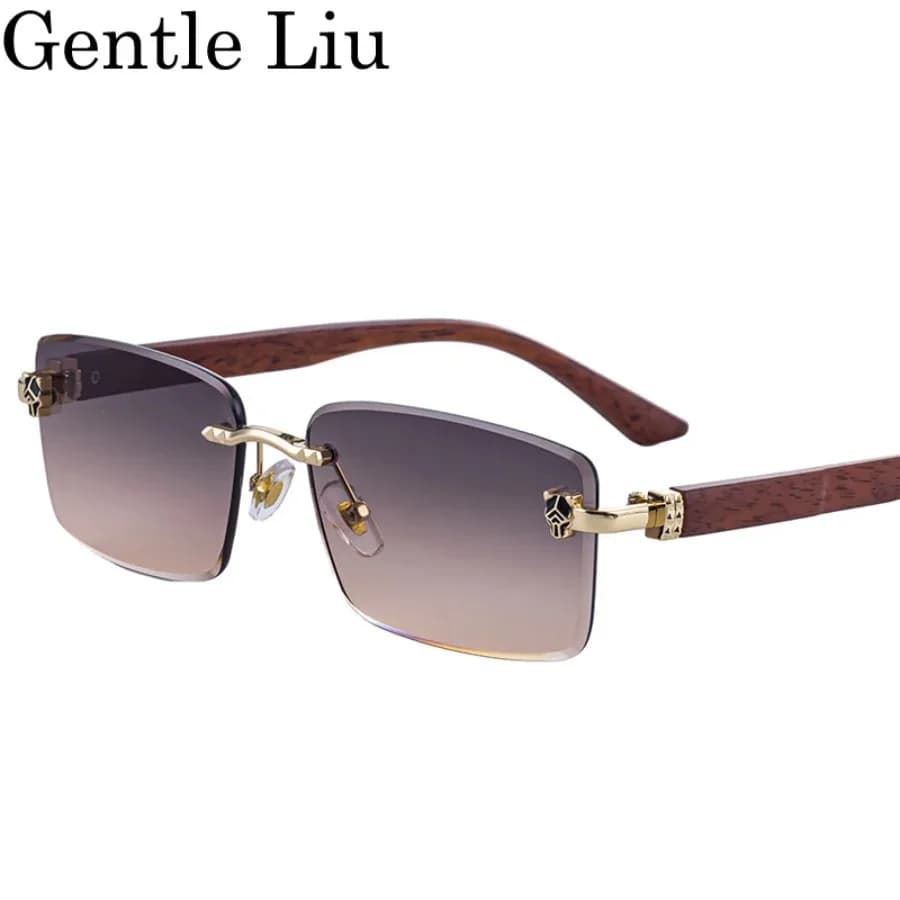 Classic Rectangle Rimless Punk Sunglasses Men 2026 Luxury Brand Square Change Color Sun Glasses For Male Frameless Eyewear UV40