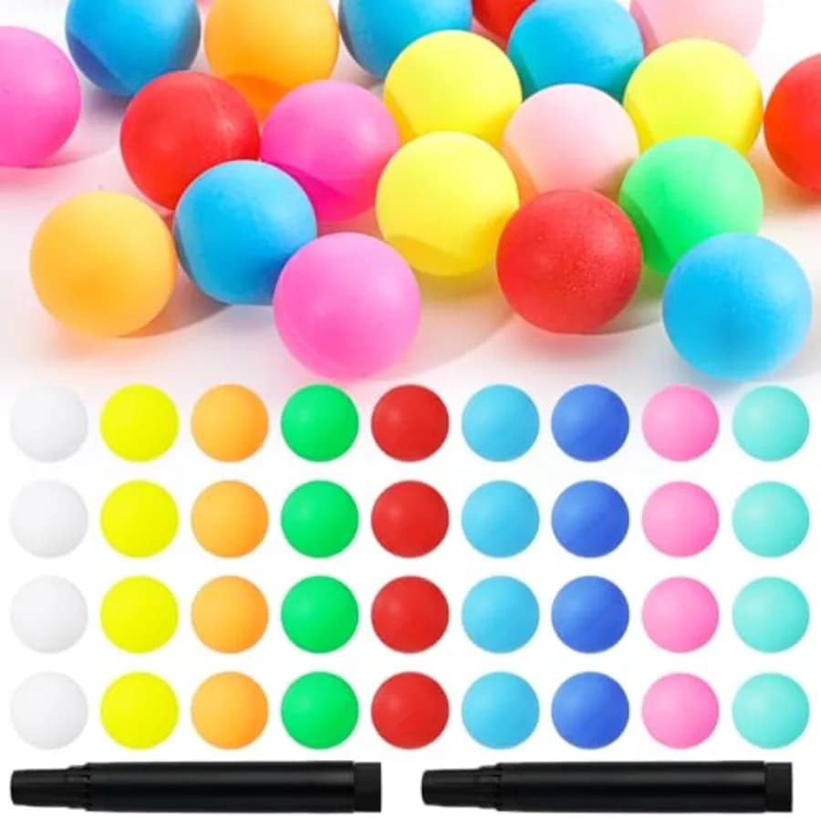 Confezione da 150 Palline da Ping Pong, Palline in Plastica Colorate da 40mm, Palline da Birra in Bulk con 2 Pennarelli, Palline Piccole Lavabili per Giochi