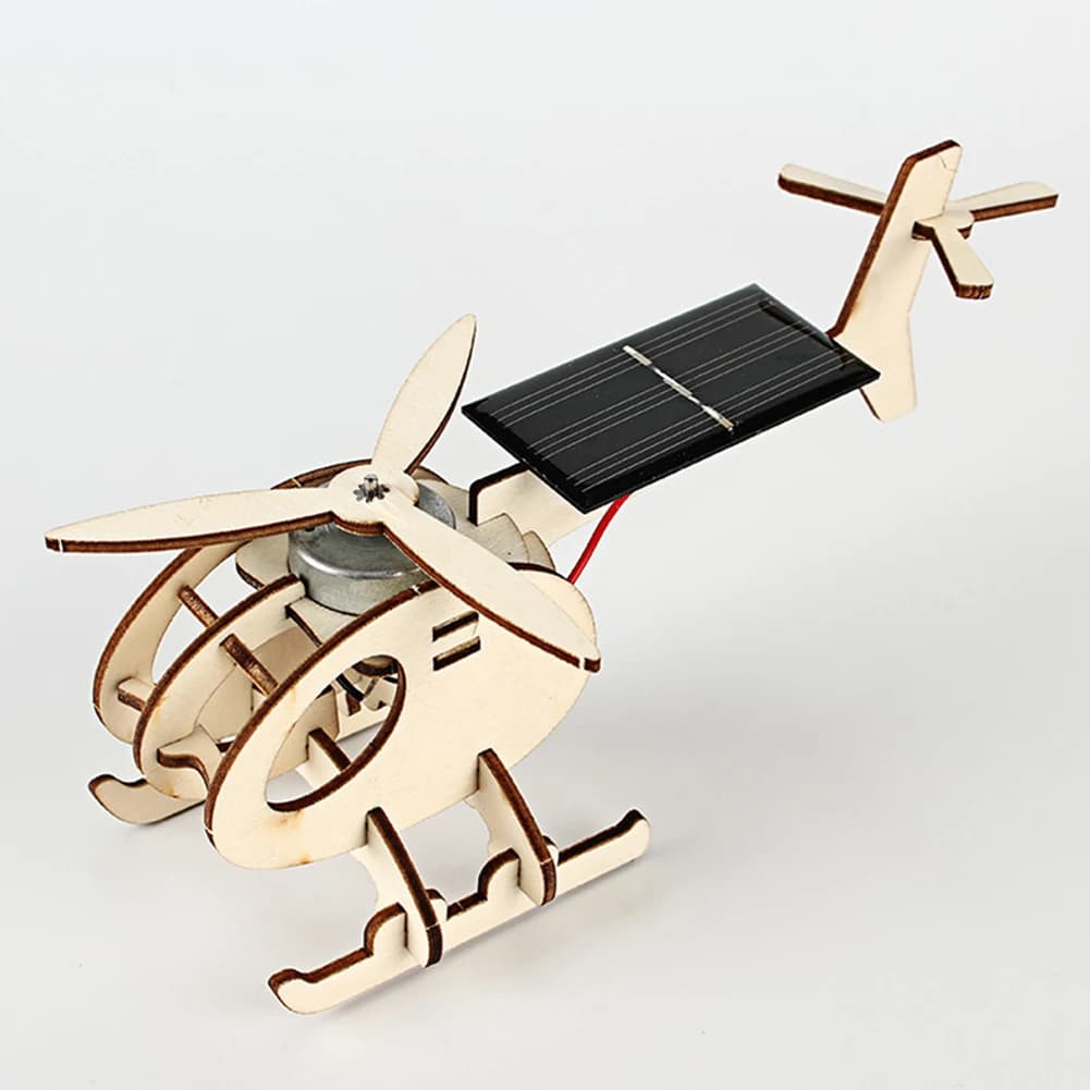 Creativo fai da te 3D aereo solare giocattolo puzzle in legno aereo alimentato a energia solare kit modello di assemblaggio mobile forniture per l'apprendimento