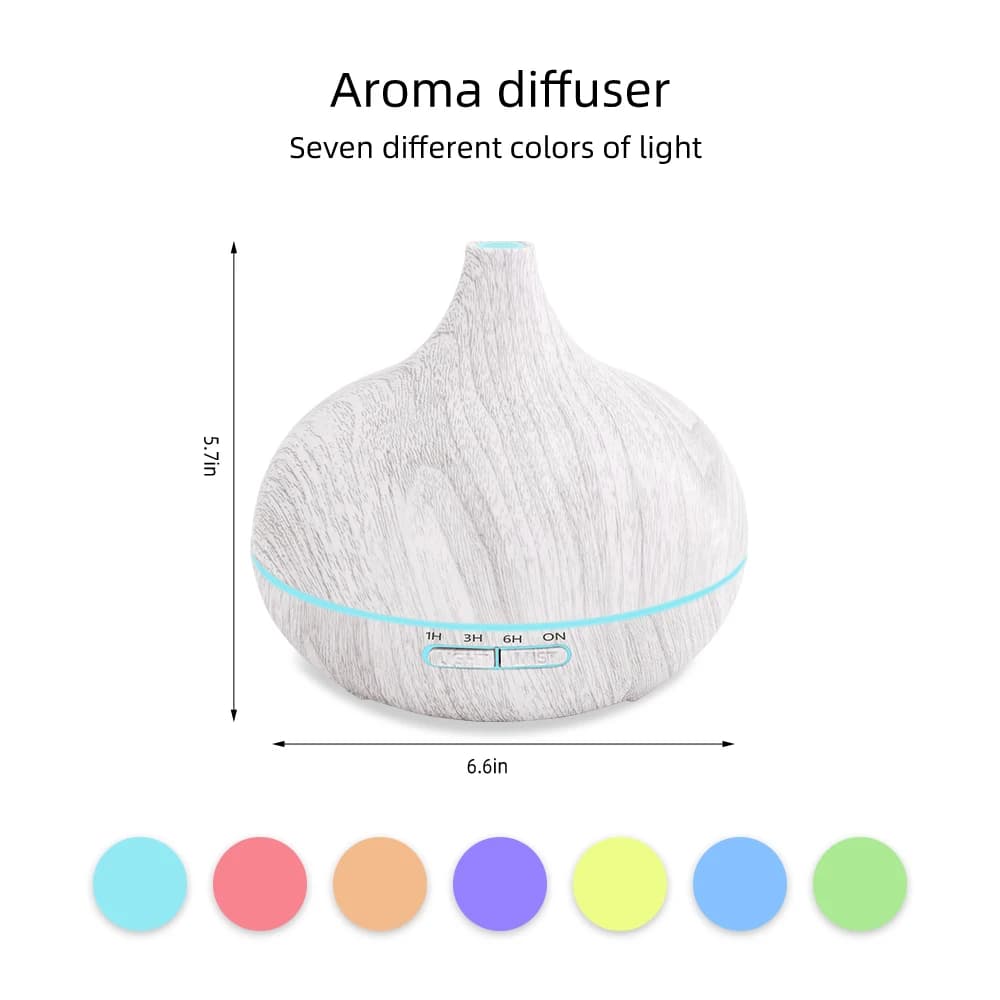 Diffusore di oli essenziali ad ultrasuoni da 550 ml per aromaterapia domestica, umidificatore con 7 luci colorate, rinfrescante e rilassante