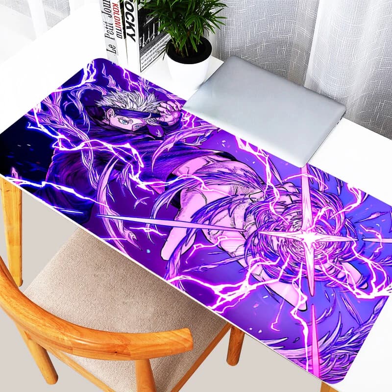 Tappetino per Mouse Laptop viola giappone Anime Gojo Mousepad XXL tappetino per tastiera antiscivolo PC J-jujutsu K-kaisen tappetino da scrivania esteso per regalo ragazzo